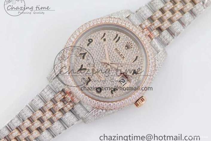 1225 Affordable Datejust 41 SS RG Full Diamonds TWF 1:1 Best Edition Arabic Markers Dial on Jubilee Bracelet A 2385